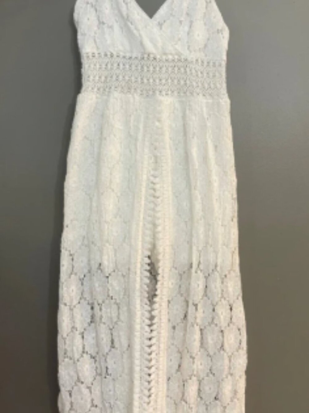 CUPSHE Thin Straps Ruching Smocking Lace Jumpsuit Romper M White - Picture 2 of 8